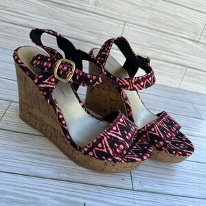 Christian Siriano Wedge Platform Sandals Black Pink Women’s Size 7.5